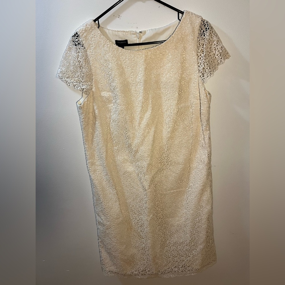 Talbots white lace dress